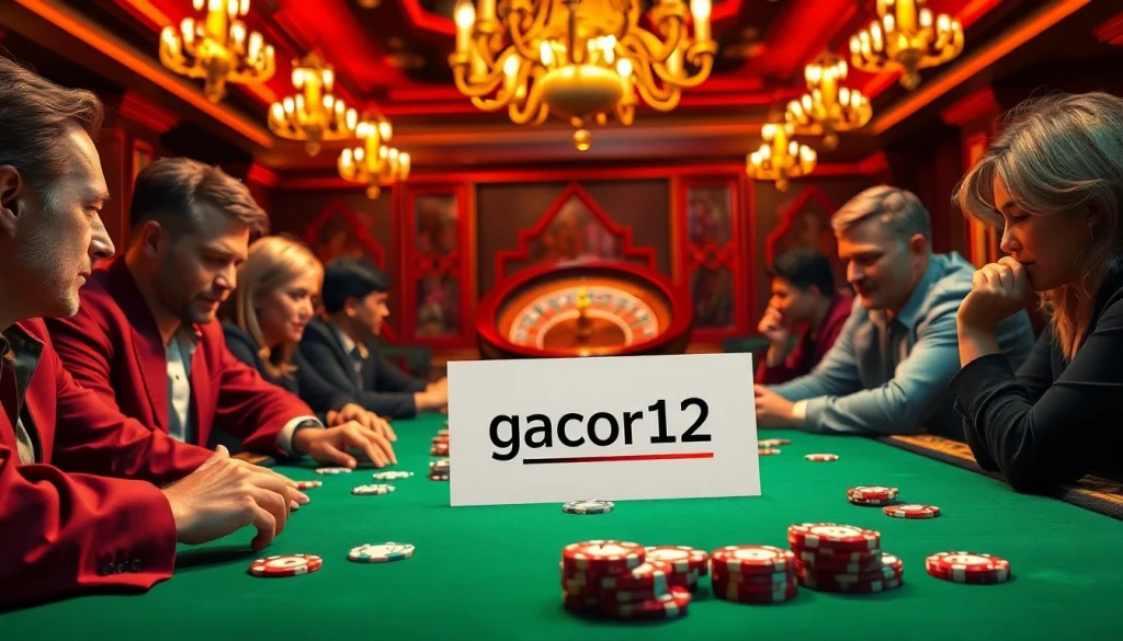 Discover gacor123 at an upscale poker game, with vibrant chips and cards showcased.