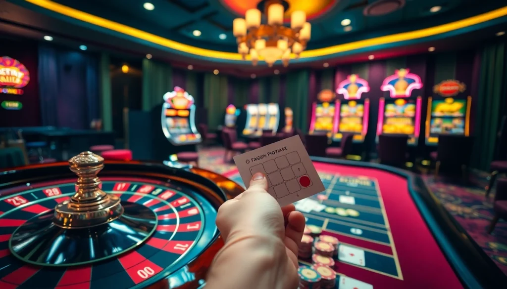 88AA đăng nhập as players engage in thrilling casino activities, surrounded by colorful slot machines and betting tables.
